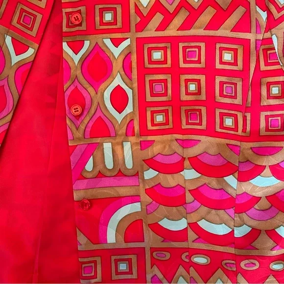 Vintage Anne Crimmins UMI Collection 100% Silk Geometric Skirt Set Suit Jacket 8 - Picture 10 of 15